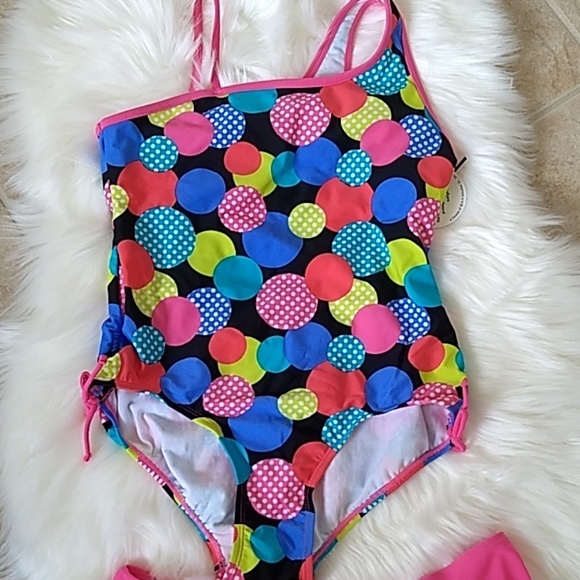 Girls plus size swimsuit polka dot pink - Picture 2 of 7